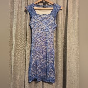 Blue lace pencil dress
